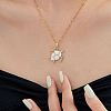 Brass White Enamel Turtle Pendant Dapped Chain Necklaces for Women FJ9996-1-2