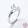Anti-Tarnish Rhodium Plated 925 Sterling Silver Finger Ring Components STER-G027-17P-4
