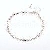 Silver Color Plated Brass Rhinestone Cup Chain Ankle AJEW-AN00026-1