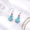 Brass Synthetic Turquoise Dangle Earrings EJEW-JE06535-01-1