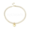 Brass Heart Charm Bracelets BJEW-F450-03G-1