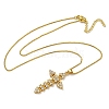 Brass Pave Clear Cubic Zirconia Cross Pendant Necklaces for Women Men NJEW-Q346-05G-01-2