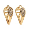 Teardrop Clear Cubic Zirconia Huggie Hoop Earrings EJEW-C012-01-1