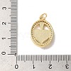 Oval with Heart Brass Micro Pave Cubic Zirconia Pendants KK-K385-070G-01-3