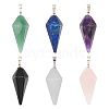 Olycraft 6Pcs 6 Style Natural Mixed Gemstone Pointed Pendants KK-OC0001-22-1