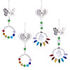 Crafans 4Pcs 4 Style Butterfly & Heart Crystals Chandelier Suncatchers Prisms Chakra Hanging Pendant AJEW-CF0001-17-6
