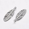 Tibetan Style Alloy Feather Pendants X-TIBEP-A87-AS-RS-2