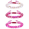 3Pcs Round Synthetic Moonstone Braided Bead Bracelets BJEW-SW00061-05-1