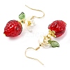 Strawberry Glass Dangle Earrings EJEW-JE06252-4