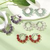 Natural & Synthetic Mixed Gemstone Round Beaded Hoop Earrings EJEW-JE05412-4