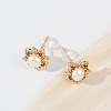 Brass Imitation Pearl Stud Earrings KK-D301-07G-4