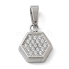 Ion Plating(IP) 304 Stainless Steel Micro Pave Cubic Zirconia Pendants STAS-Z107-02P-05-1