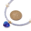 Heart Glass Pendant Necklace with Natural Pearl & Seed Beaded Chains NJEW-JN04343-4
