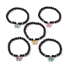 Round Natural Lava Rock Beads Stretch Bracelets for Women BJEW-JB11401-2