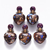 Heart Assembled Natural Bronzite and Synthetic Imperial Jasper Openable Perfume Bottle Pendants G-R484-01E-1