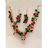 Christmas Wreath & Bell & Snowman Alloy Pendant Necklaces & Dangle Earrings Sets WGF6150-03-1