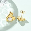 Natural White Jade & Ion Plating(IP) 304 Stainless Steel Heart Stud Earrings EJEW-A118-04G-04-3