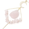 Wire Wrapped Natural Rose Quartz Chips Rhombus Hanging Ornaments HJEW-TA00298-4