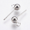 Non-Tarnish 304 Stainless Steel Ball Stud Earring Findings STAS-P196-01-2