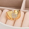 Rack Plating Brass Micro Pave Clear Cubic Zirconia Cuff Rings for Women RJEW-M028-113G-3