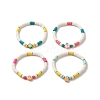 4Pcs 4 Style Handmade Polymer Clay Heishi Stretch Bracelets Set BJEW-TA00237-1