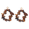 2Pcs Natural Tiger Eye Chip Beaded Pendants PALLOY-TAC0232-04-1