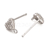 Rhodium Plated 925 Sterling Silver Ear Stud Findings STER-F058-01P-09-2