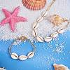 Natural Cowrie Shell Beads Pendant Necklace with Paperclip Chains for Women NJEW-SW00008-3