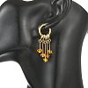 Natural Amber Hoop Earrings EJEW-JE07426-2