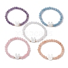 Cute Rabbit Shell & Natural Mixed Gemstone Beaded Stretch Bracelets for Women BJEW-JB11040-1