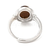 Natural Gemstone Oval Adjustable Ring RJEW-A020-01P-4