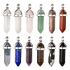 12Pcs 12 Style Natural Gemstone Double Terminated Pointed Pendants G-LS0001-74-2