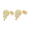 Cubic Zirconia Lollipop Stud Earrings EJEW-G353-07G-1