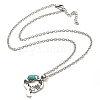 Letter A~Z Antique Silver Plated Alloy with Synthetic Turquoise Pendant Necklaces NJEW-G080-01Q-3