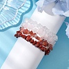 4Pcs Natural Quartz Crystal & Rose Quartz & Red Jasper & Red Agate Chip Beaded Stretch Bracelet Sets BJEW-JB10775-02-3