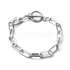 Tarnish Resistant 304 Stainless Steel Paperclip Chain Bracelets BJEW-O186-03P-1