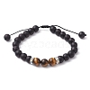 Natural Tiger Eye & Glass Braided Bead Bracelets BJEW-JB09730-02-1