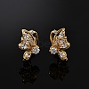 Butterfly Brass Micro Pave Clear Cubic Zirconia Stud Earrings EJEW-B131-01G-3