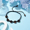 Natural Tiger Eye Rondelle Braided Bead Bracelets BJEW-TA00492-02-2