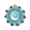 Natural Lapis Lazuli & Malaysia Jade & Glass Seed Beaded Woven Pendants PALLOY-MZ00366-02-1