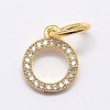 CZ Brass Micro Pave Cubic Zirconia Circle Charms ZIRC-L018-11-2