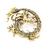 Dragon Rhinestone Brooch Pins JEWB-K018-10AG-1