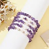 5Pcs 5 Style Natural Amethyst Chips Stretch Bracelets Set BJEW-JB09551-01-4