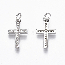 Brass Micro Pave Cubic Zirconia Charms ZIRC-R109-024A-P-NF