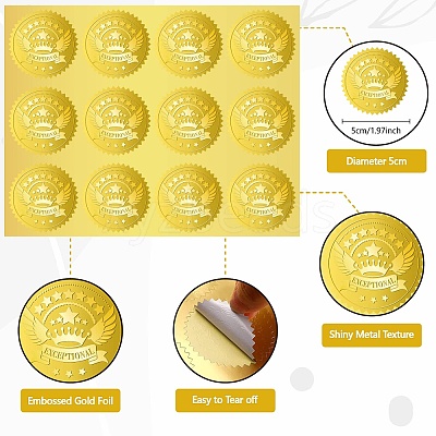 34 Sheets Self Adhesive Gold Foil Embossed Stickers DIY-WH0509-083-1