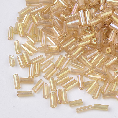AB Color Plated Glass Bugle Beads SEED-R011-162B-1