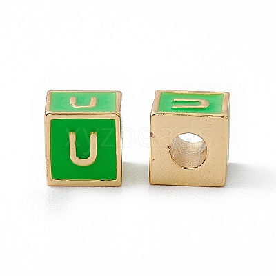 Rack Plating Brass Enamel Beads KK-B060-04G-02U-1