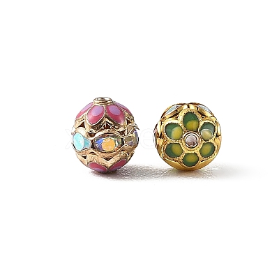 Brass & Alloy & Rhinestone Enamel Beads RB-CBA973B-11A-G-1