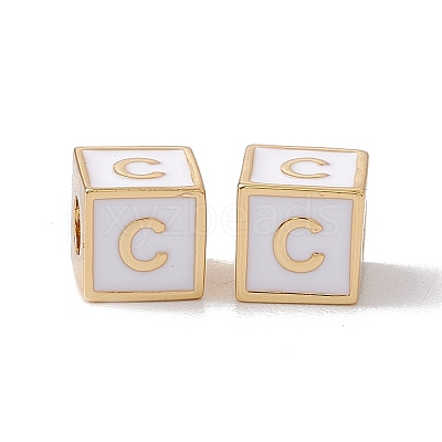 Rack Plating Brass Enamel Beads KK-B060-04G-04C-1
