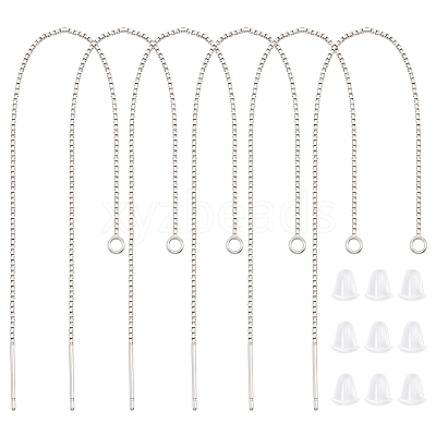 Anti-Tarnish 3 Pairs Rhodium Plated 925 Sterling Silver Stud Earring Findings STER-BBC0006-73A-1
